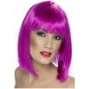 Peluca glamurosa morado neón con flequillo